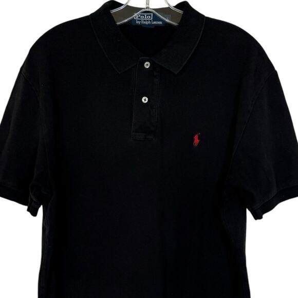 Ralph Lauren Mens Large Pony Logo Collared Short Sleeve Polo Shirt Black - Picture 3 of 9